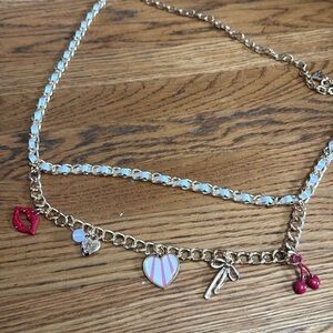 Betsey Johnson Chain Charm Belt  L/XL NWT
